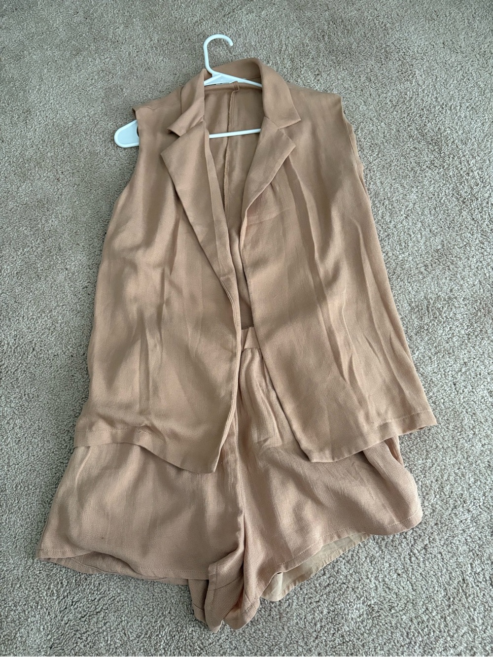 HYFVE Tan Sleeveless Blazer and shorts Set size small